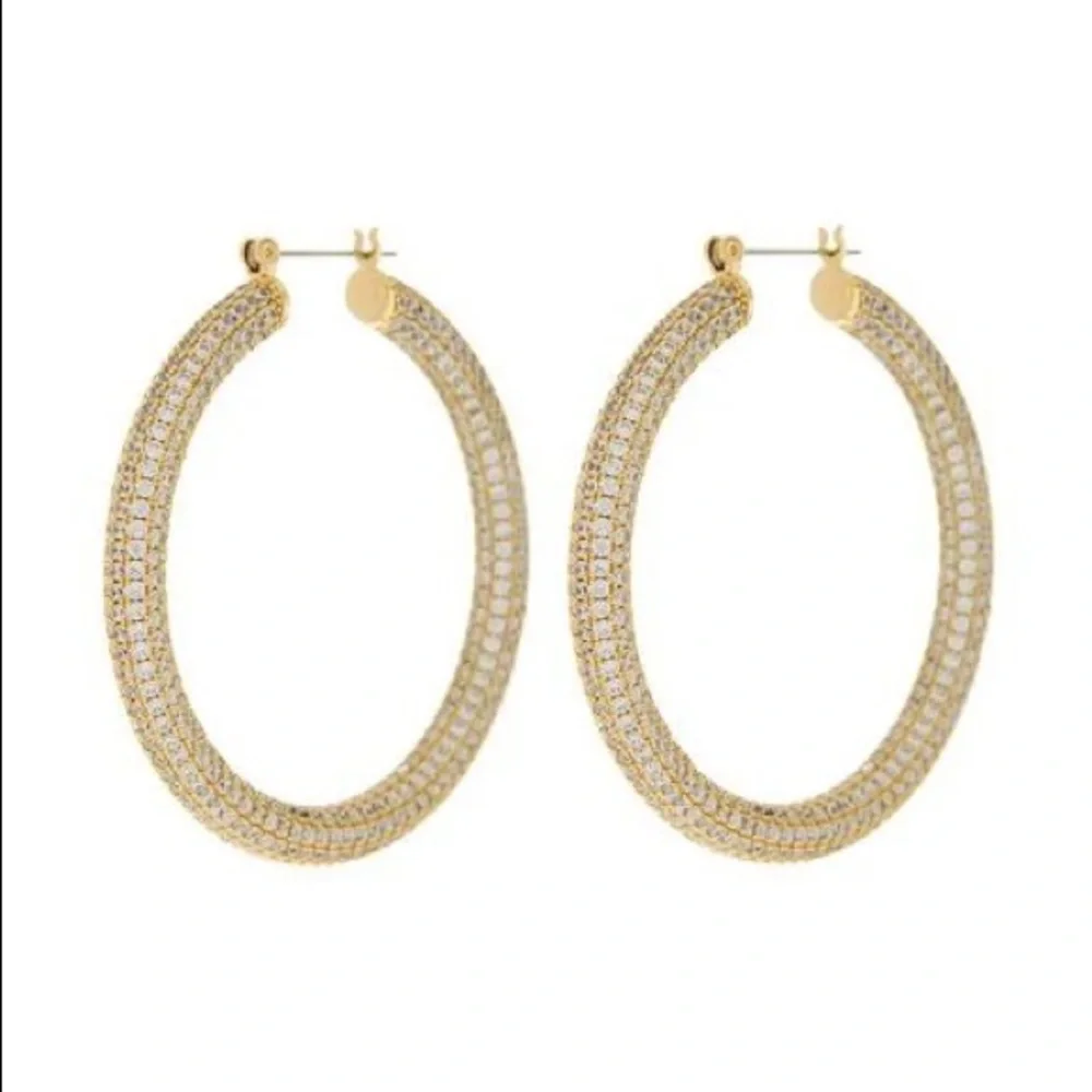 LUV AJ Pave Almalfi Hoops - GOLD - Picture 1 of 5